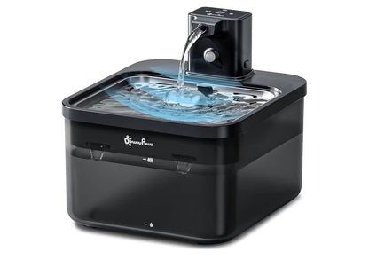 DownyPaws Wireless Cat Water Fountain for Drinking, 2.5L Battery-Operated Cat Water Fountain Cordless with Motion Sensor, 4000 mAh, Quiet Water Pump and Stainless Steel Tray for Cats, White