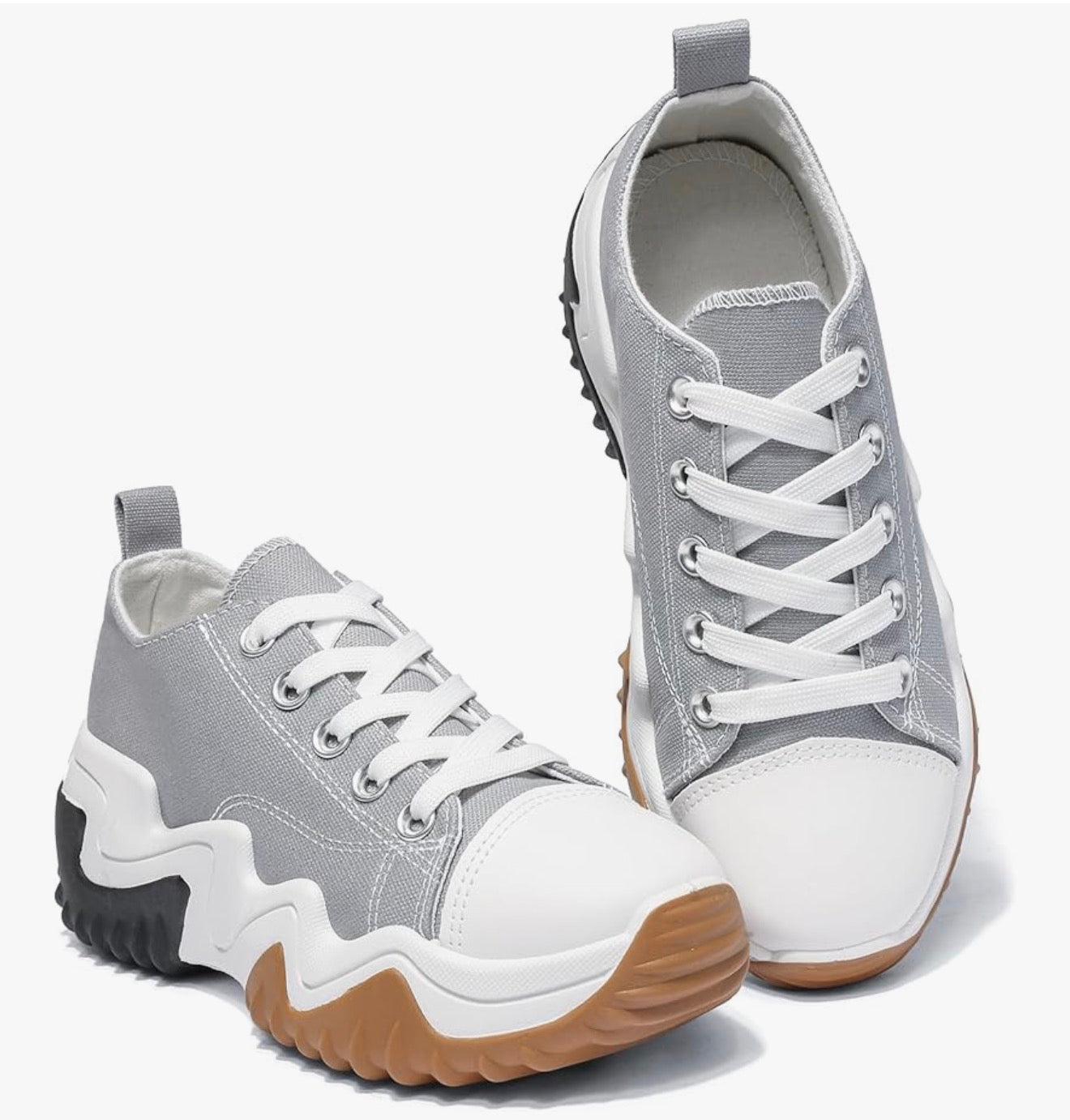 INNERSECT CO Women’s Chunky Platform Trainers – Canvas Lace-Up Sneakers with 5cm Thick Sole | Comfortable Casual Shoes for Travel & Daily Wear