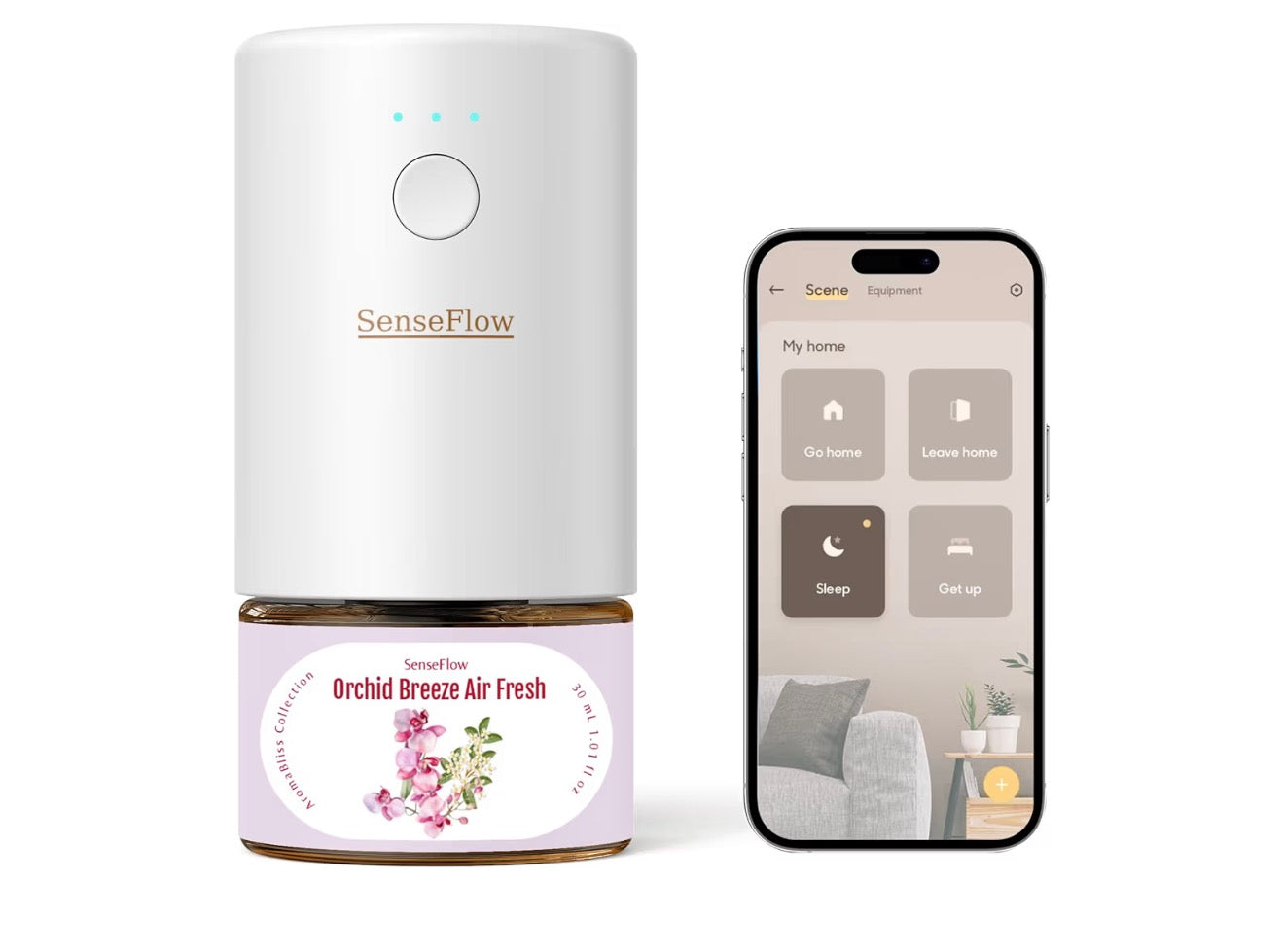 Essential Oil Diffuser Waterless Ultrasonic Smart Wi-Fi SF101S - 100% Plant-Based, LED Light, Adjustable Modes, 100㎡ Covers, 120-Day Scent - Air Freshener & Aromatherapy