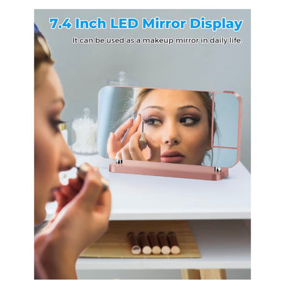 SZELAM Projection Alarm Clock,7.4 in LED Mirror Digital Clocks Projection on Ceiling Wall,with RGB Night Light,USB C Charging Port,Auto Dimming,Modern Desk Clock for Bedroom Decor - Rose Gold