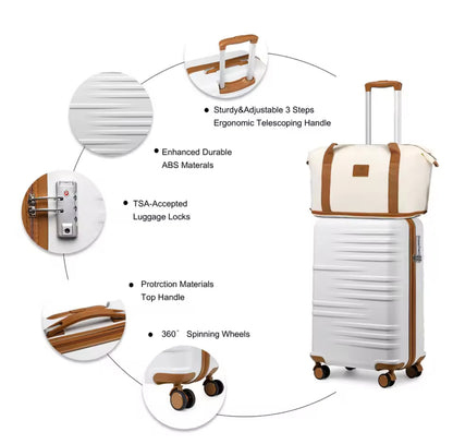 British Traveller Lightweight Hard Shell Luggage Set – 20”, 24”, 28” Trolley Suitcases with TSA Lock & Spinner Wheels