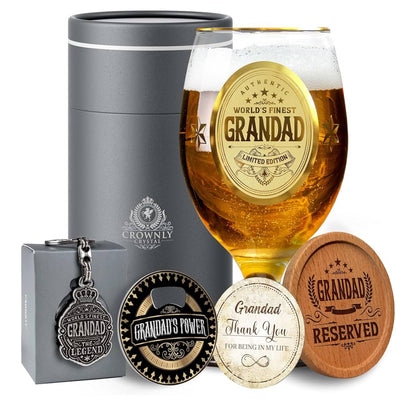 CROWNLY CRYSTAL® Step Dad Birthday Gifts Personalised Beer Glass Fathers Gifts from Daughter Son Pint Engraved Glass