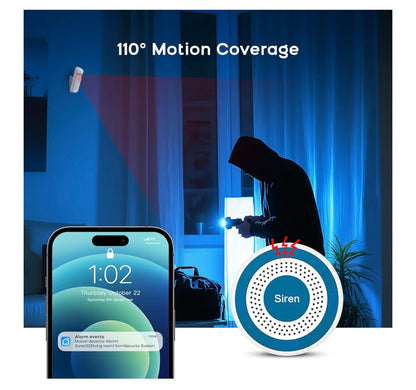 Wireless Home Security Systems– No Monthly Fee, App & Smart Voice Control (Alexa & Google), DIY Installation, Loud Siren, Door/Window & Motion Sensors, Compatible with Smart Life & Tuya Apps