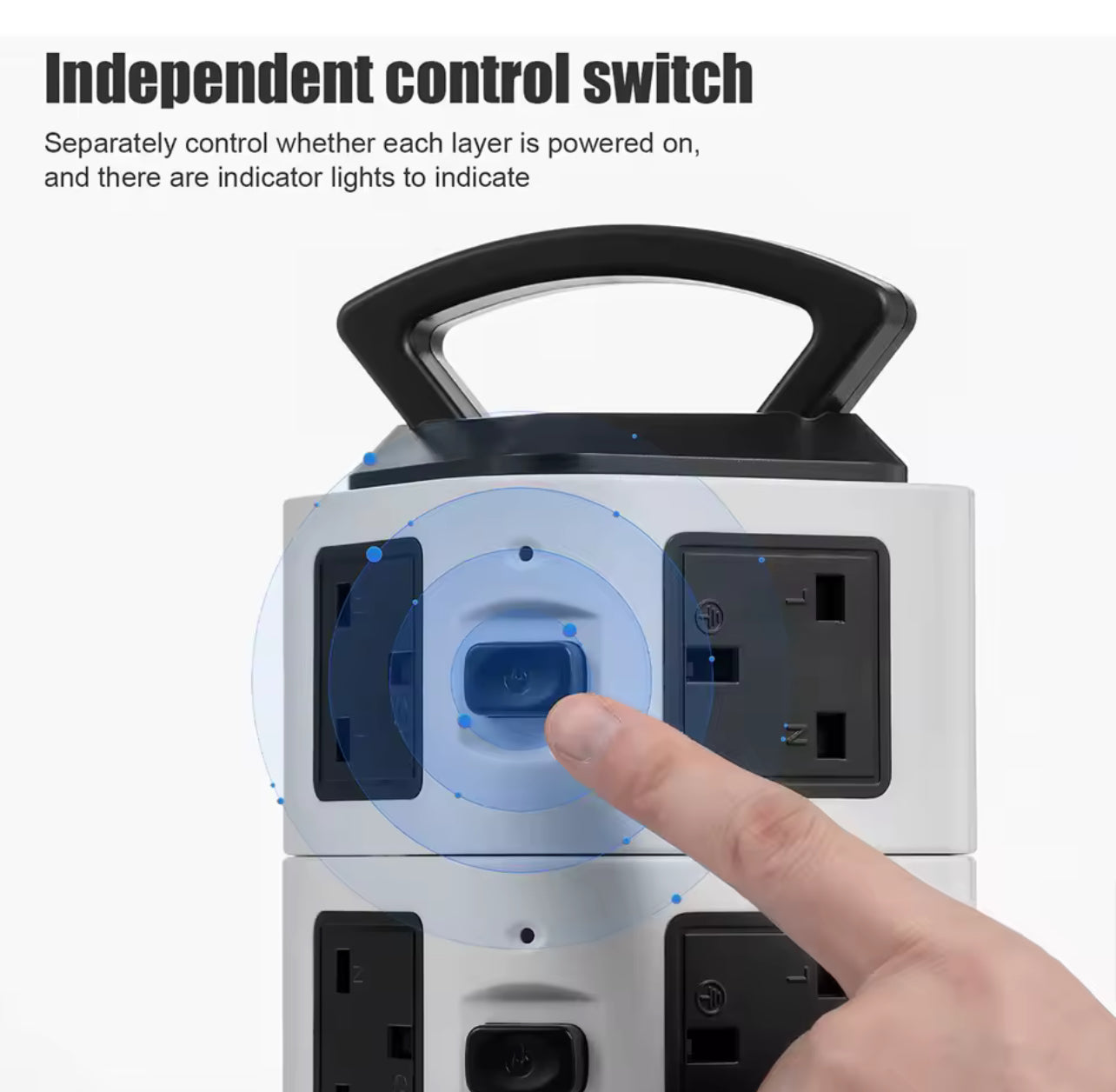 Vertical Power Strip Tower Socket – 7/11/15 Outlets, Surge Protector, UK Plug, 2 USB Ports, 2m Extension Cable
