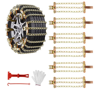 Ninonly Snow Chains for Cars 6PCS Universal Snow Chains Emergency Traction Tire Chains All Season for Vehicle Car Truck SUV fit Tyre Width 195mm-265mm for Mud,Sand, Snow,Ice,Climbing