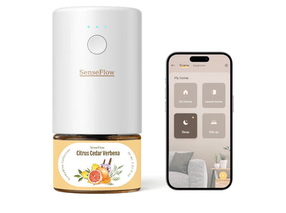 Essential Oil Diffuser Waterless Ultrasonic Smart Wi-Fi SF101S - 100% Plant-Based, LED Light, Adjustable Modes, 100㎡ Covers, 120-Day Scent - Air Freshener & Aromatherapy