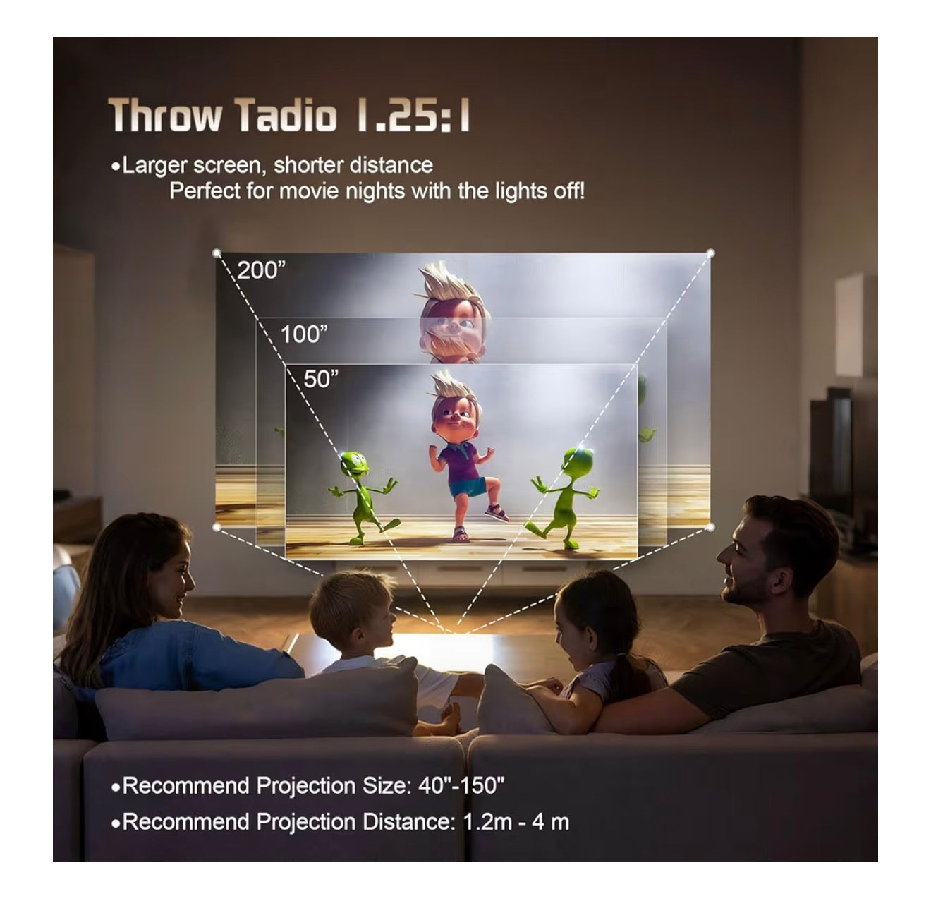 XBJ 360 Portable Projector, Support 4K 1080P 300 ANSI Mini Projector with Wifi and Bluetooth, Auto Keystone Movie Projector, Proyector Portátil, Perfect for Movie Nights, White