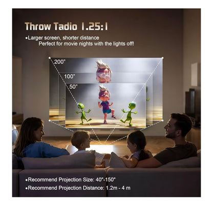 XBJ 360 Portable Projector, Support 4K 1080P 300 ANSI Mini Projector with Wifi and Bluetooth, Auto Keystone Movie Projector, Proyector Portátil, Perfect for Movie Nights, White