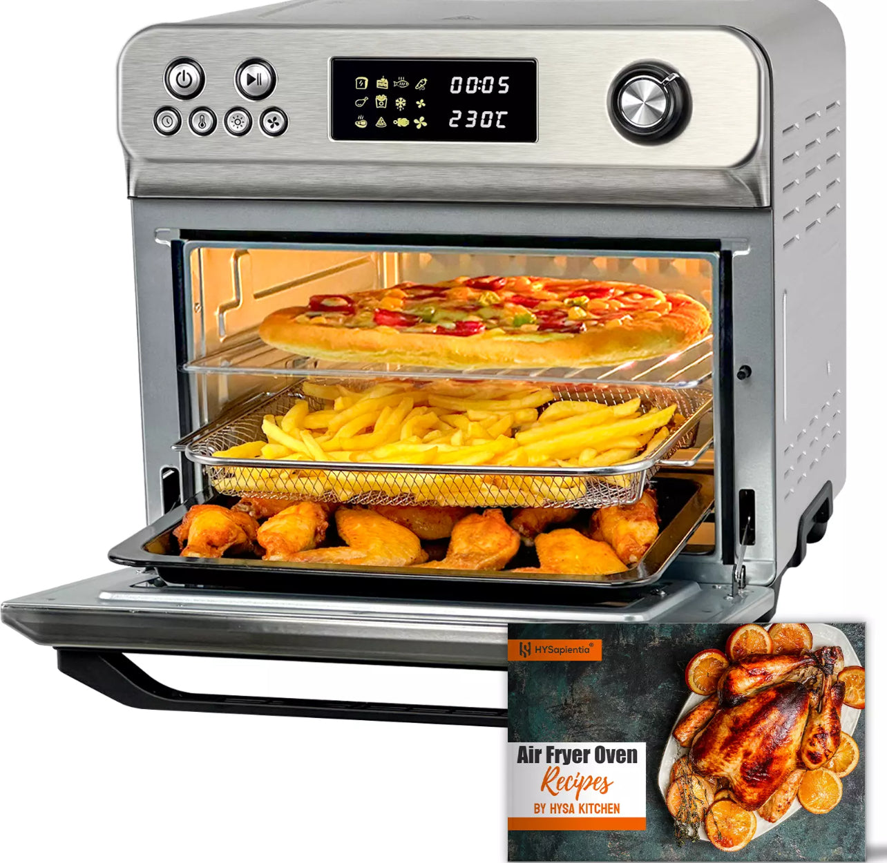 24L Air Fryer Oven with Rotisserie Digital Knob 1800W 10In1 Airfryer