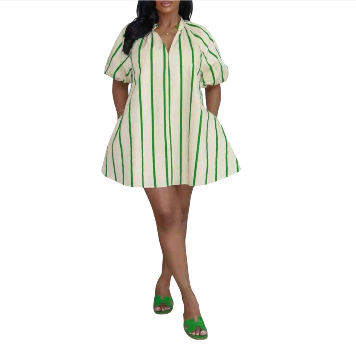 Women’s Striped Short Sleeve Pocket Casual Summer Dress
