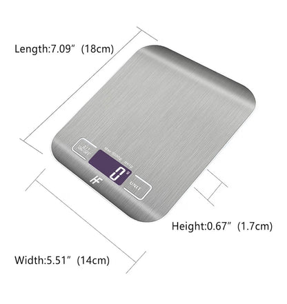 HomeFashion 5kg 1g 11lb Digital Kitchen Scales Food Scale with stainless steel Platform Electronic Cooking Backlit LCD Display Multifunction for Home and Office Use