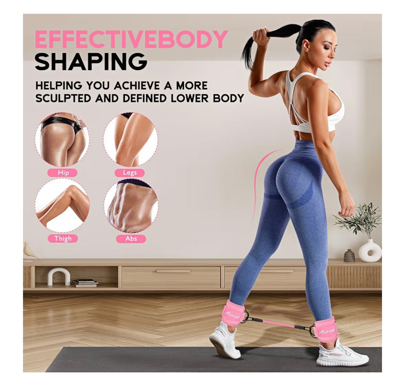 HPYGN Ankle Resistance Bands with Cuffs, Ankle Bands for Working Out, Resistance Bands for Leg Butt Training Gym Equipment for Kickbacks Hip Gluteus Training Exercises, Ankle Strap with Exercise Bands