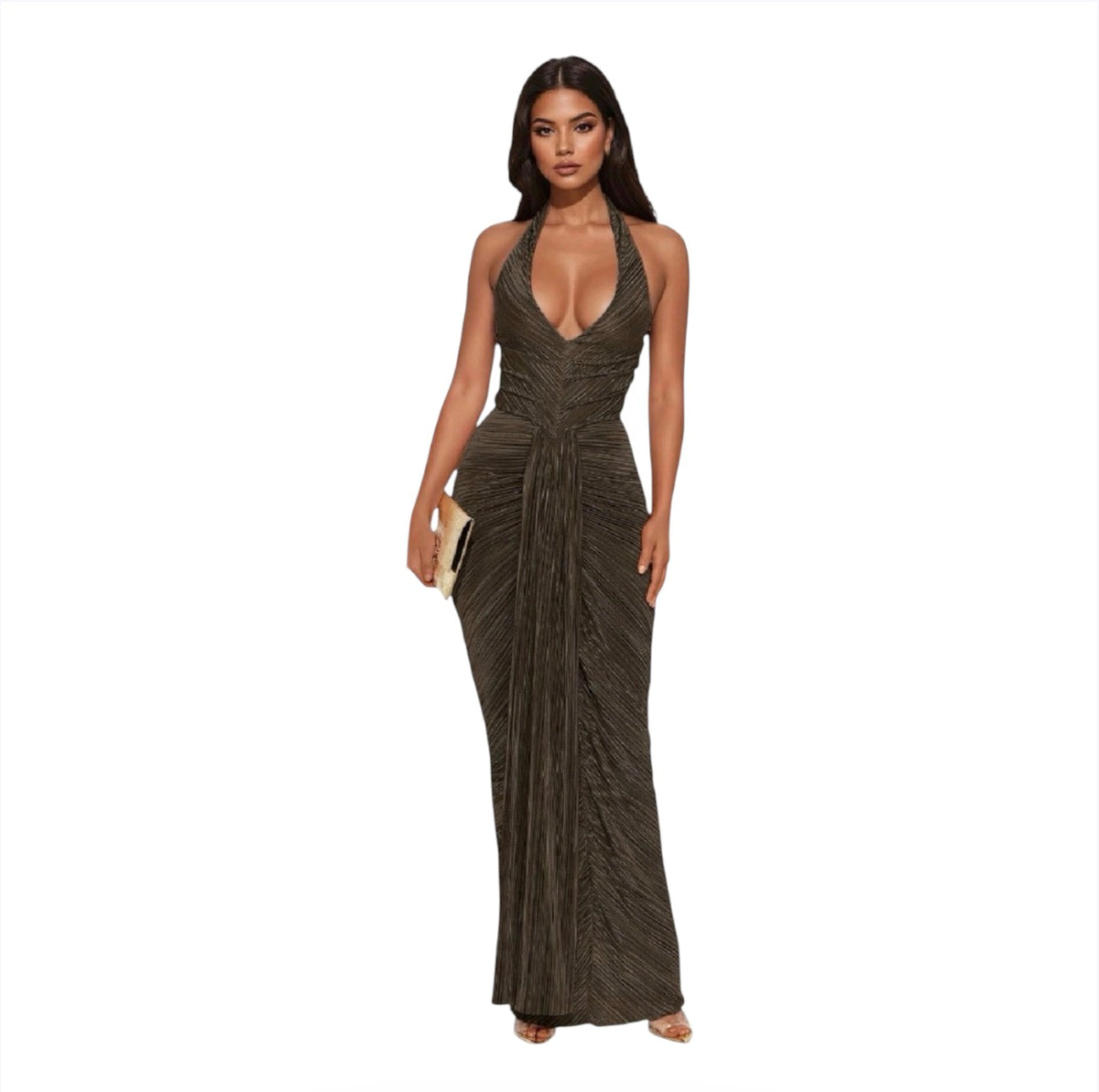 My Moment Pleated Maxi Dress Olive