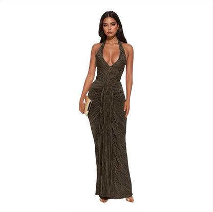 My Moment Pleated Maxi Dress Olive