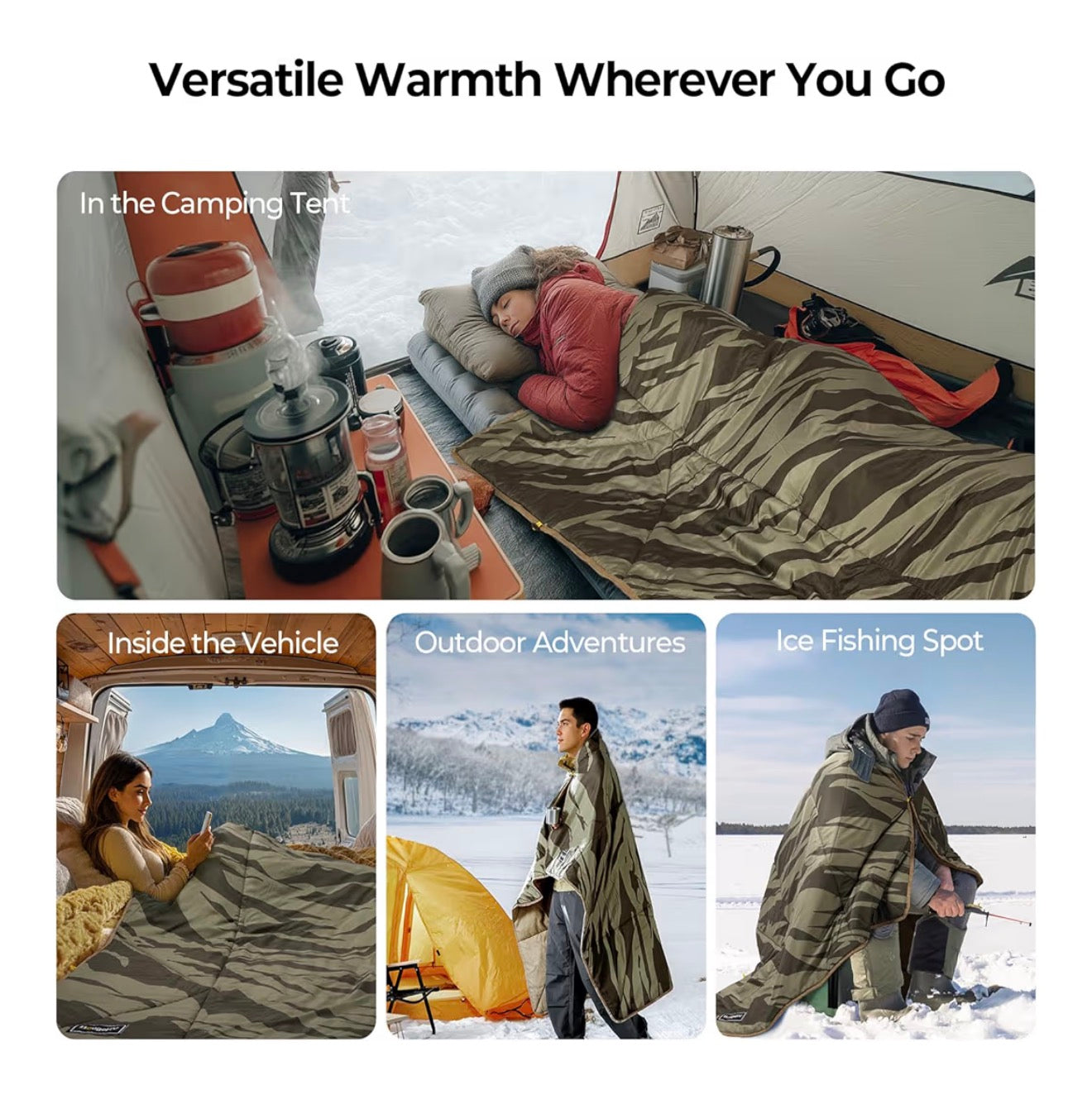 BougeRV 12V Heated Blanket, Electric Car Blanket, 5 Heat Levels, Auto Shutoff, APP Control, 180*130cm, Waterproof, Portable Heated Throw for Truck, SUV, Camping & Travel, Blue (Battery Not Included)