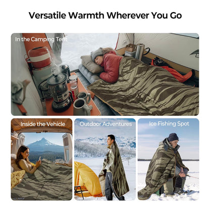 BougeRV 12V Heated Blanket, Electric Car Blanket, 5 Heat Levels, Auto Shutoff, APP Control, 180*130cm, Waterproof, Portable Heated Throw for Truck, SUV, Camping & Travel, Blue (Battery Not Included)