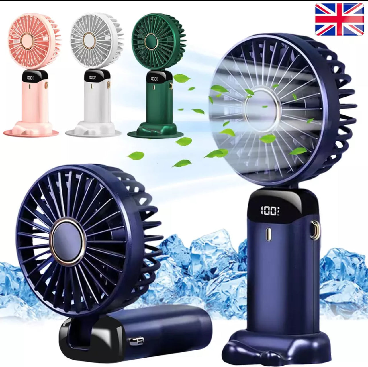 Portable Hand-Held Mini Folding Desk Fan – USB Rechargeable | Compact Cooling for Home, Office & Travel (UK)
