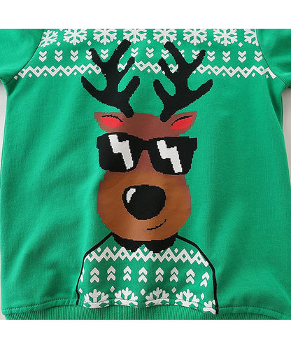 Kids Christmas Boys Sweatshirt Santa Claus Jumper Long Sleeve Tops T-Shirts Winter Casual Pullover Toddler Clothes for Age 2-10 Years