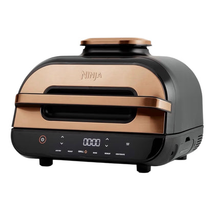 Foodi MAX Health Grill & Air Fryer 3.8L with Digital Cooking Probe, 6-in-1; Air Fry, Bake, Roast & more, Dishwasher Safe Parts, Large Grill Plate, Copper/Black Amazon Exclusive AG551UKCP