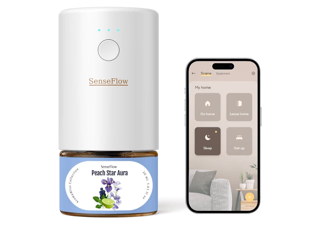 Essential Oil Diffuser Waterless Ultrasonic Smart Wi-Fi SF101S - 100% Plant-Based, LED Light, Adjustable Modes, 100㎡ Covers, 120-Day Scent - Air Freshener & Aromatherapy