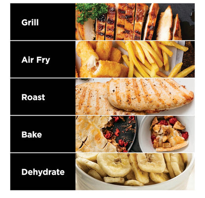 Foodi Health Grill & Air Fryer 5.7L with Cyclonic Air Technology, 5-in-1, Air Fry, Grill, Bake, Roast, Dehydrate, Dishwasher Safe Parts, Cleaning Brush, Black/Silver AG301UK