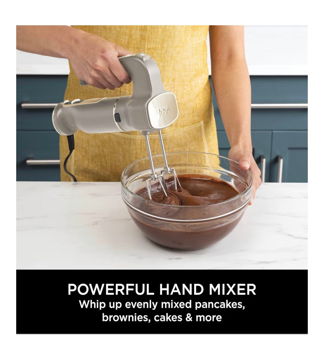 Foodi 3-in-1 Hand Blender, Hand Mixer & Chopper with Gradual Start, 2 Blending and 5 Mixing Speeds to Chop, Mix, Knead, Blend and more, Dishwasher Safe Parts, 850W, Stone Gold CI100UKSTGD