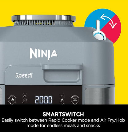 Ninja Speedi 10-in-1 Rapid Cooker, Air Fryer and Multi Cooker, 5.7L, Meals for 4 in 15 Minutes, Air Fry, Steam, Grill, Bake, Roast, Sear, Slow Cook & More, Cooks 4 Portions, Sea Salt Grey, ON400UK