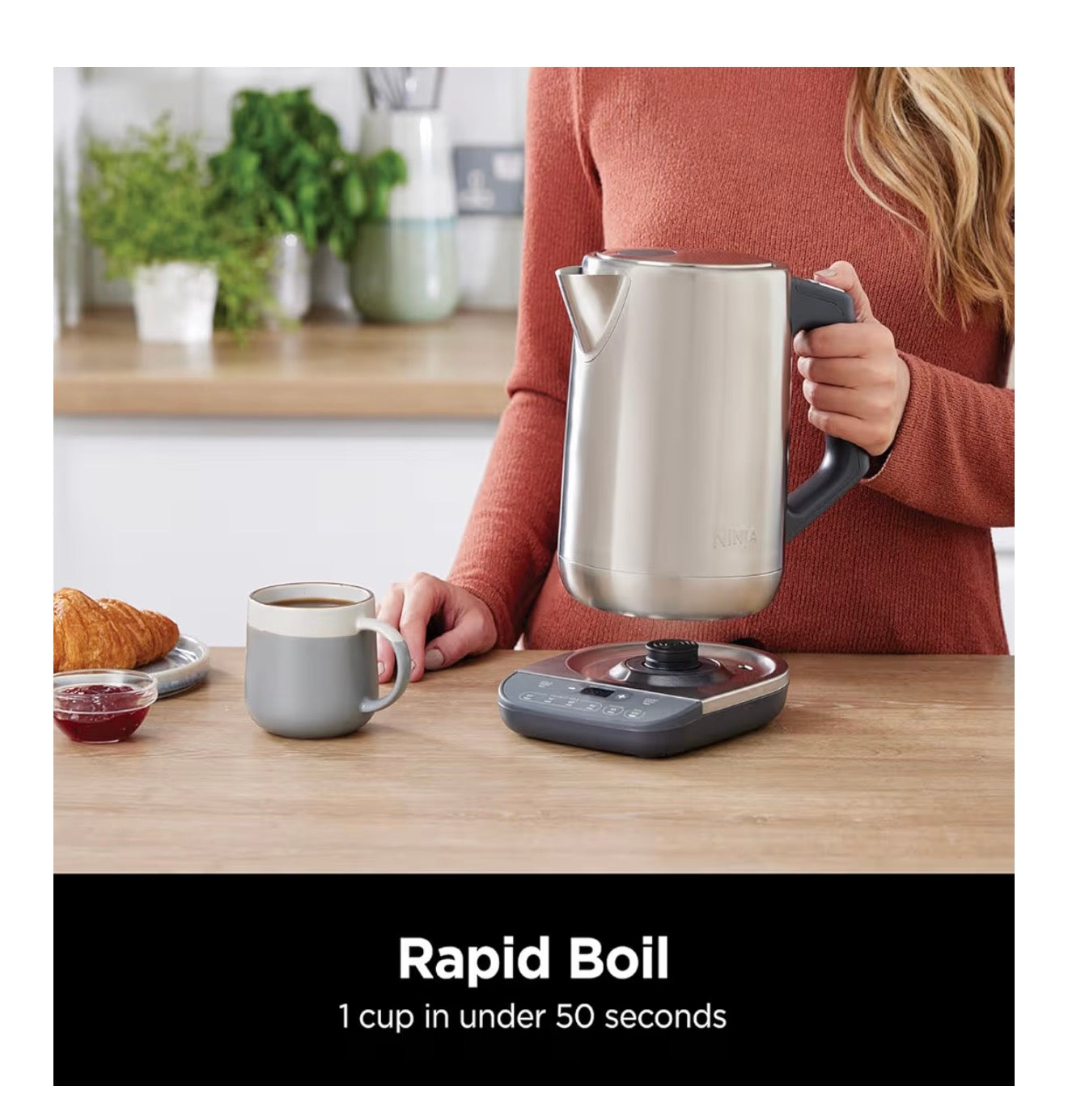 Perfect Temperature Kettle, 1.7L, with Temperature Control, LED Display, Easy to Use Kettle with Rapid Boil and Temperature Hold, Stone/Gold KT201UKSTGD