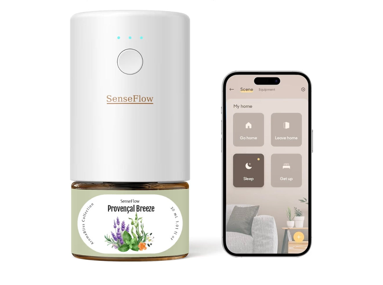 Essential Oil Diffuser Waterless Ultrasonic Smart Wi-Fi SF101S - 100% Plant-Based, LED Light, Adjustable Modes, 100㎡ Covers, 120-Day Scent - Air Freshener & Aromatherapy