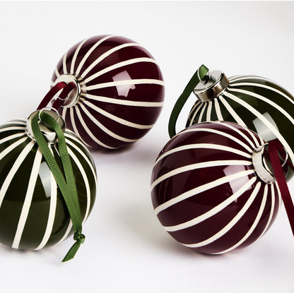 Pack of 4 Glass Christmas Bauble - Multicolour