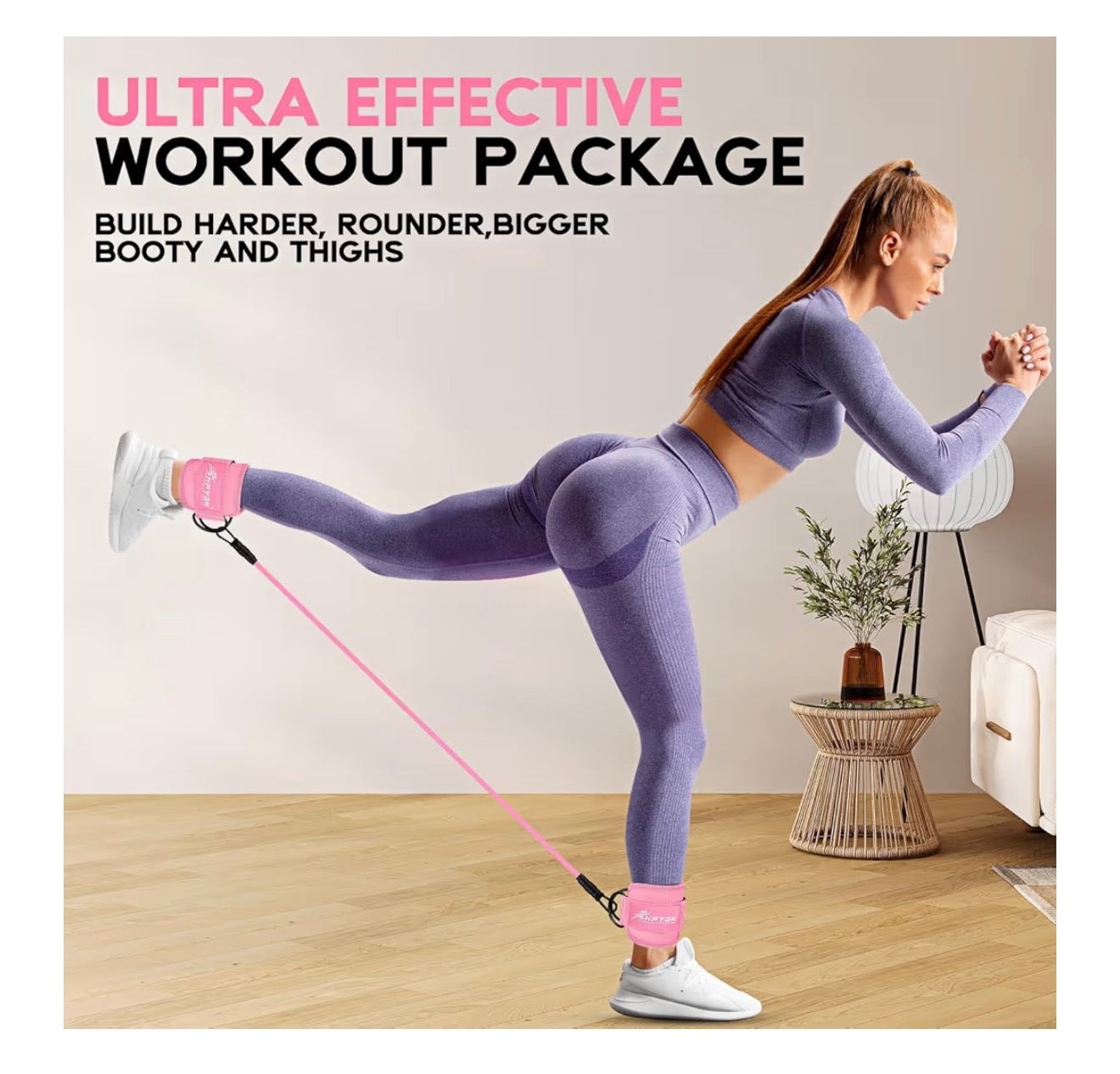 HPYGN Ankle Resistance Bands with Cuffs, Ankle Bands for Working Out, Resistance Bands for Leg Butt Training Gym Equipment for Kickbacks Hip Gluteus Training Exercises, Ankle Strap with Exercise Bands