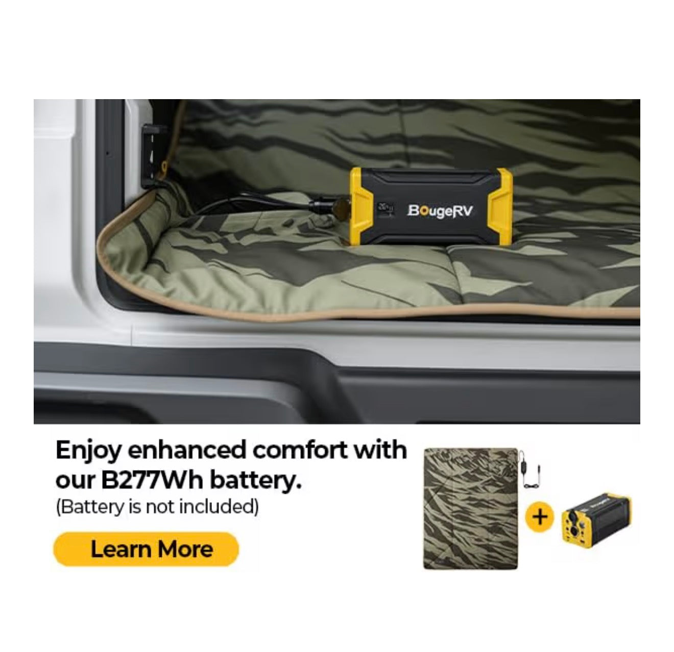 BougeRV 12V Heated Blanket, Electric Car Blanket, 5 Heat Levels, Auto Shutoff, APP Control, 180*130cm, Waterproof, Portable Heated Throw for Truck, SUV, Camping & Travel, Blue (Battery Not Included)