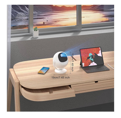 XBJ 360 Portable Projector, Support 4K 1080P 300 ANSI Mini Projector with Wifi and Bluetooth, Auto Keystone Movie Projector, Proyector Portátil, Perfect for Movie Nights, White