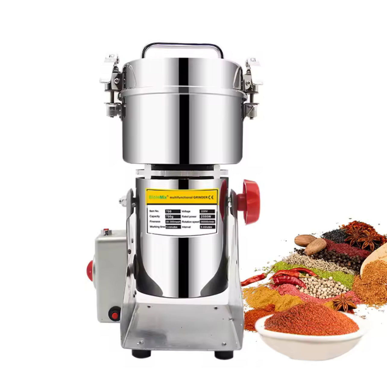 BioloMix Dry Food Grinder Mill – 700g/800g Capacity, High-Speed Grain, Spice, Herb, Cereal & Coffee Grinder