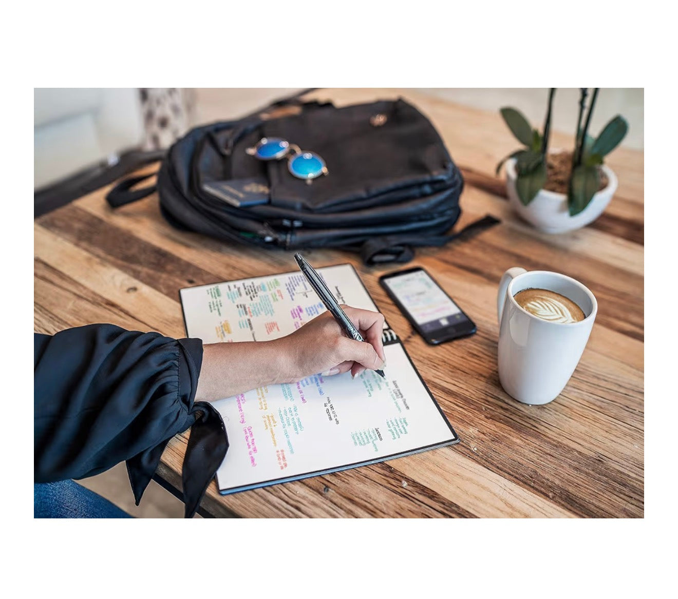 Rocketbook Reusable Digital Notebook - Smart Notepad A5 Black, Wirebound Note Book To Do List Pad, Dotted Paper with Frixion Erasable Pen and Wipe, Office Gadget with Rocketbook App Reduce Paper Waste
