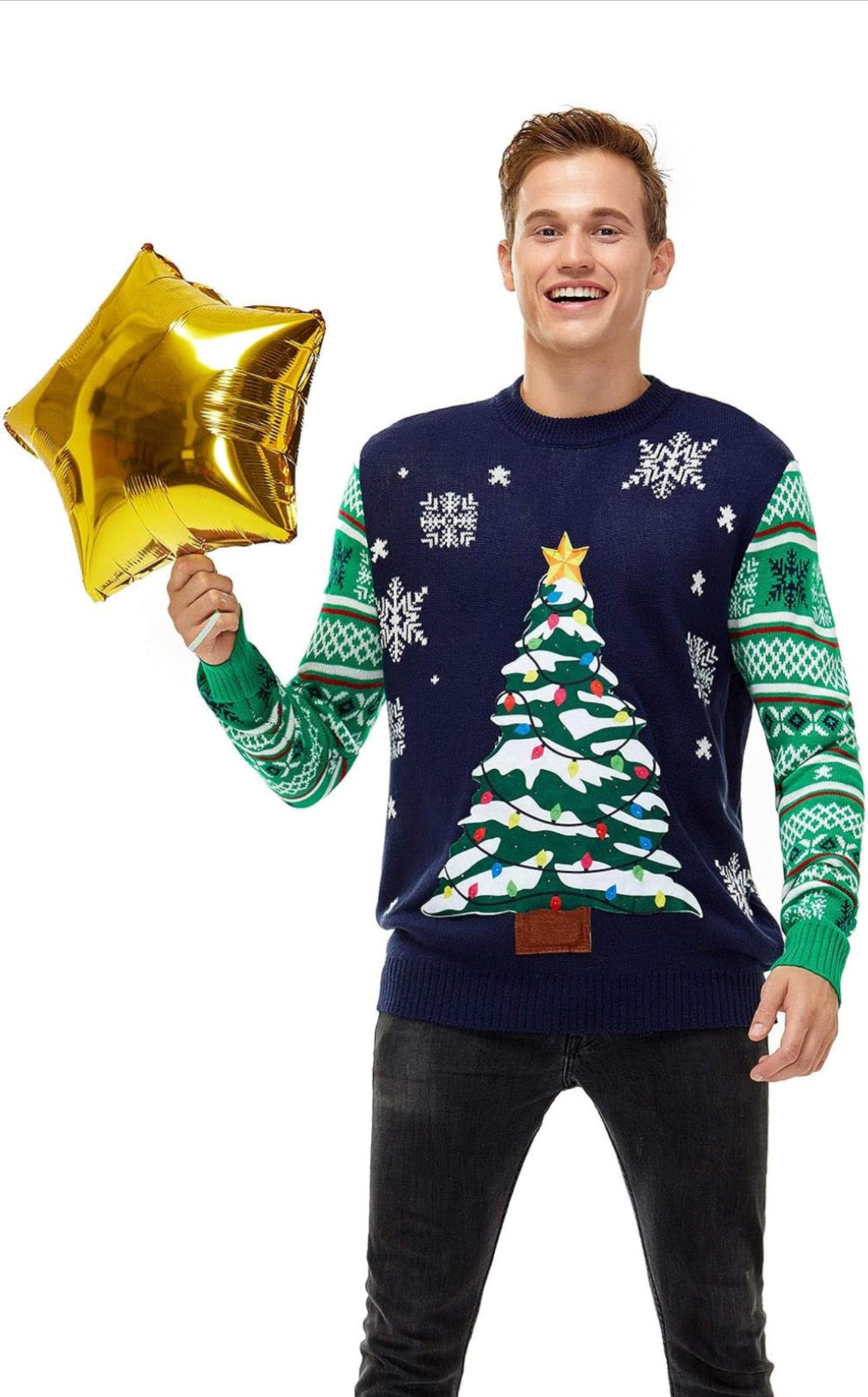 Unisex Men's LED Christmas Jumper Light Up Novelty Rudolph Santa Reindeer Snowflakes Knitted Xmas Tree Ladies Sweater