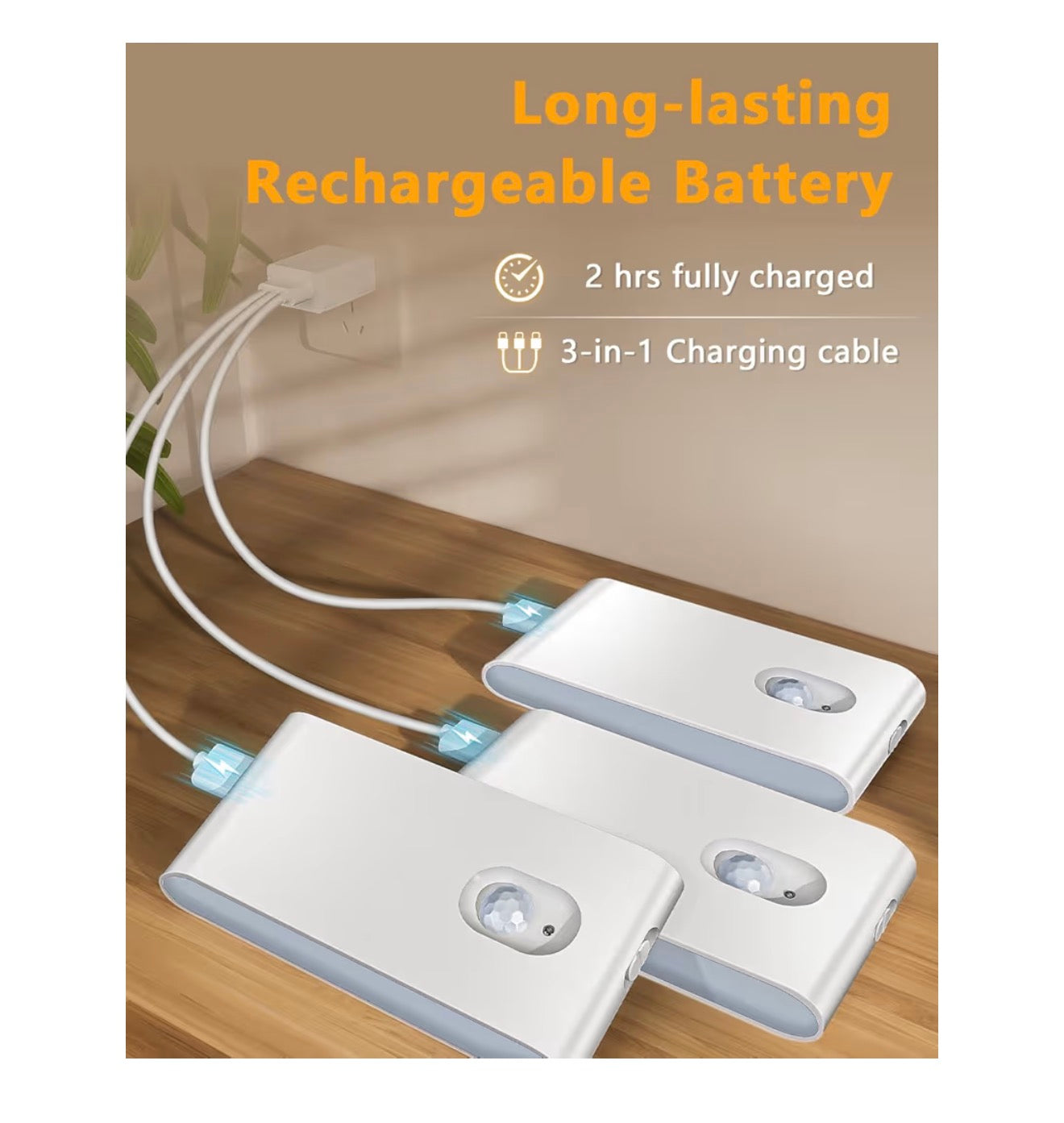 WILLED Stair Lights, Rechargeable Motion Sensor Light, Wireless Night Light (Auto/ON/Off), Magnetic Stick on Lights for Wardrobe, Hallway, Stairs, Bedroom (4 Pack)
