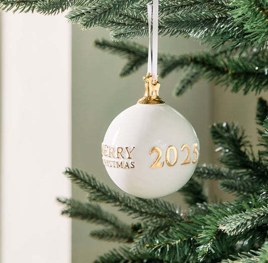 Home Single Gold Merry Christmas 2025 Bauble