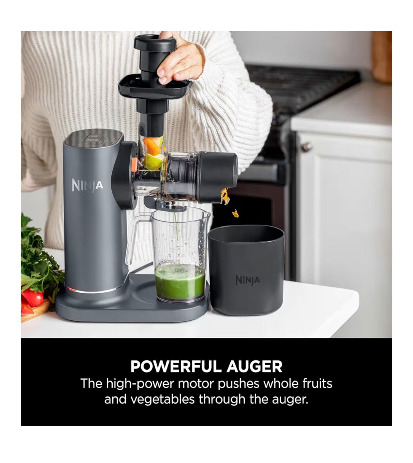 Cold Press Juicer Machine with 700ml Jug & 1.1L Pulp Container, Make Fresh Juices, Drinks & Wellness Shots, Compact, Dishwasher Safe & Removeable Parts, Grey JC151UK