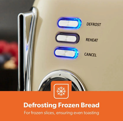 GEEPAS 4-Slice Bread Toaster – Retro Cream Design | 6 Browning Levels | 1500W Power