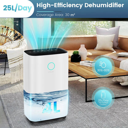 25L Dehumidifier & Air Purifier with Humidistat & LCD Display – Ideal for Home & Laundry Use (UK Plug)
