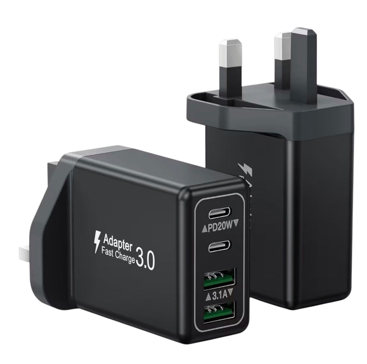 40W 4-Port USB-C Fast Charger Plug UK PD QC Multiport Wall Adapter