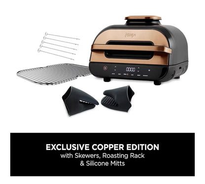 Foodi MAX Health Grill & Air Fryer 3.8L with Digital Cooking Probe, 6-in-1; Air Fry, Bake, Roast & more, Dishwasher Safe Parts, Large Grill Plate, Copper/Black Amazon Exclusive AG551UKCP