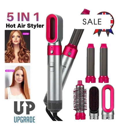 5-in-1 Professional Hair Dryer Brush and Styling Tool: Volumizer, Curler, and Straightener