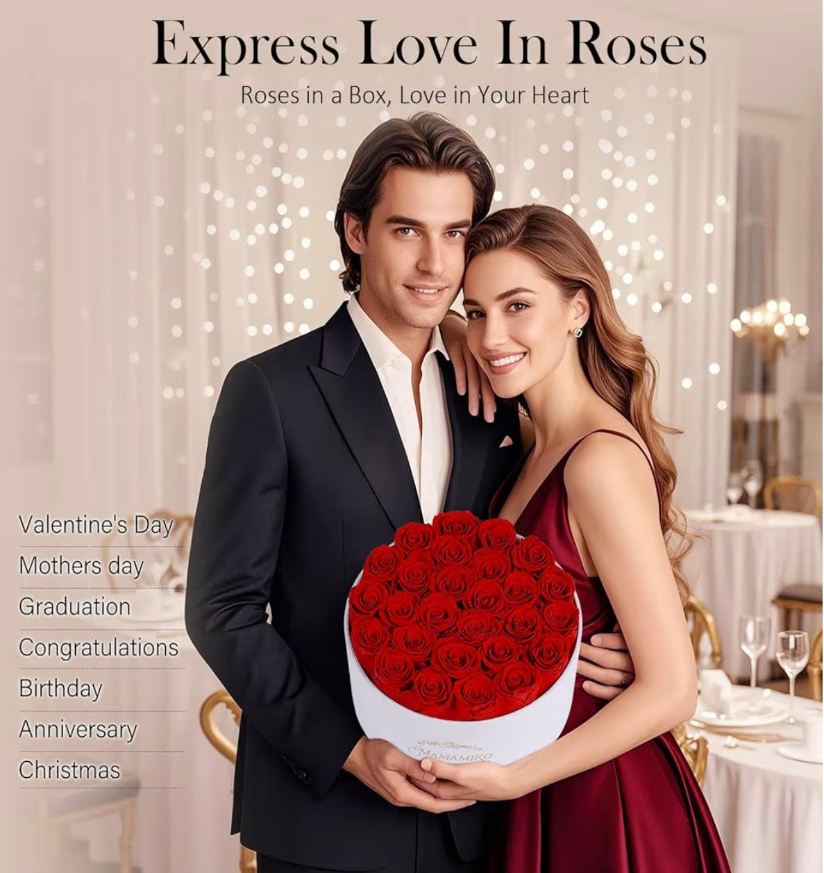 27 Preserved Roses in Suede Box - Eternal Red Rose for Her, Fresh Forever Flowers Gifts for Woman Wife Girlfriend on Valentine's Day, Birthday, Anniversary, Mother's Day