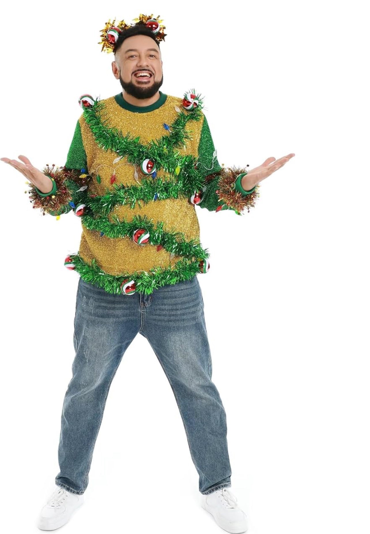 Unisex Men's LED Christmas Jumper Light Up Novelty Rudolph Santa Reindeer Snowflakes Knitted Xmas Tree Ladies Sweater