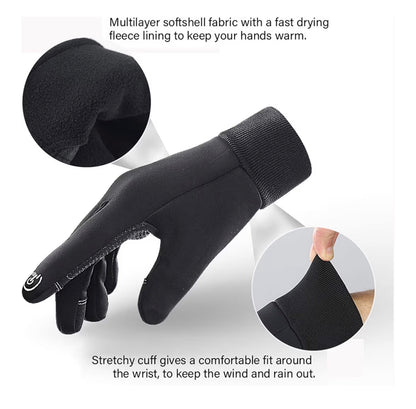LERWAY Winter Warm Gloves, Touchscreen Gloves Windproof Water-Resistant Thermal Non-slip MTB Gloves Black for Men Women Running Driving Cycling Climbing Hiking Skiing