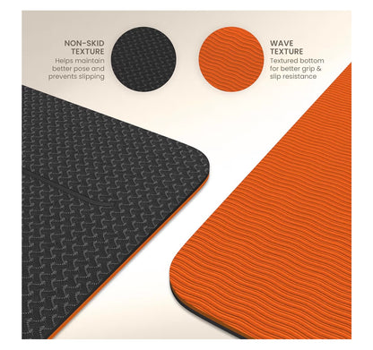 Yogii Yoga Mat - Non-Slip 6mm Thick TPE & Travel-friendly Yoga Mat - Perfect for Home & Gym Exercise Fitness & Pilates - With Laser Alignment Guides for Men & Women