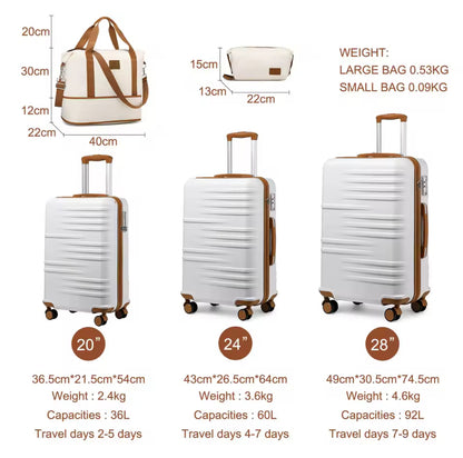 British Traveller Lightweight Hard Shell Luggage Set – 20”, 24”, 28” Trolley Suitcases with TSA Lock & Spinner Wheels