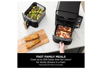 Double Stack XL Air Fryer, Vertical Dual Drawer Air Fryer with 4 cooking levels, 2 Drawers & 2 Racks, Space Saving Design, 9.5L Capacity, 6 Cooking Functions, 8 Portions, Copper Black SL400UKCP